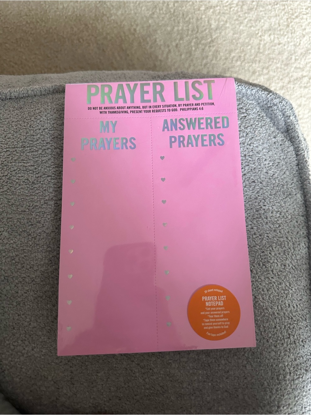 Taylor Elliot Design Prayer List Notepad with Magnet- Pink with Silver Foil